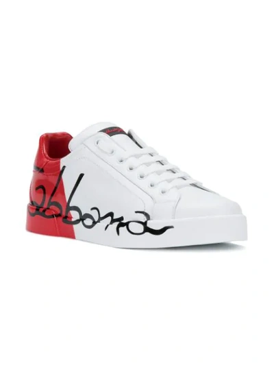 Shop Dolce & Gabbana White Red Portofino Sneakers