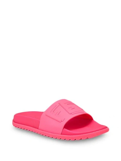 Shop Fendi Logo Embossed Slides In Pink