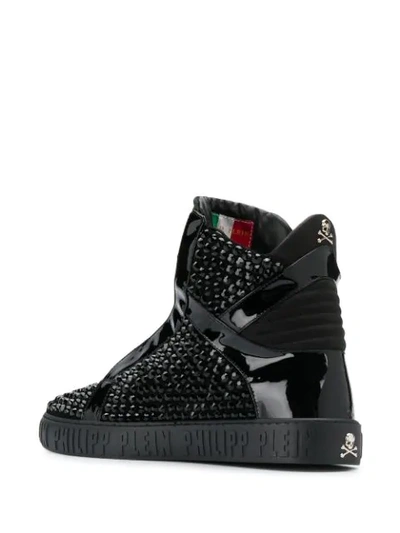 Shop Philipp Plein Hi-top Crystal Sneakers In Black