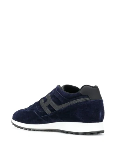 Shop Hogan Logo Embroidered Sneakers In Blue