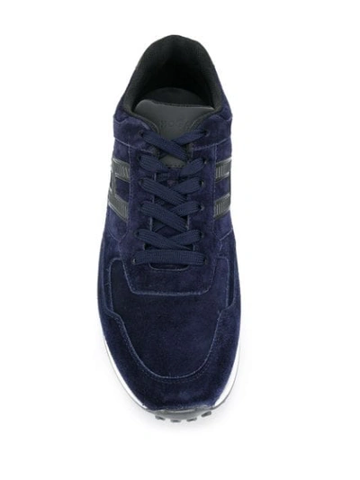 Shop Hogan Logo Embroidered Sneakers In Blue