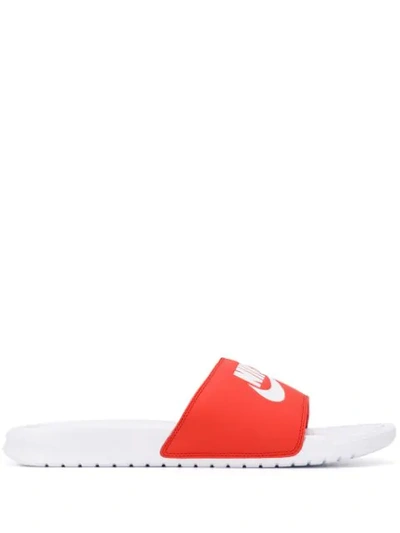 Shop Nike Logo Slides - Red