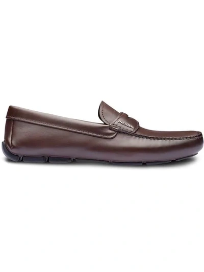 Shop Prada Slip-on Loafers - Brown