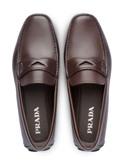 Shop Prada Slip-on Loafers - Brown