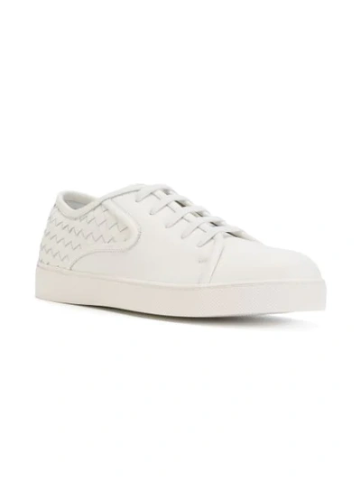 Shop Bottega Veneta Bianco Intrecciato Nappa Dodger Sneaker In White
