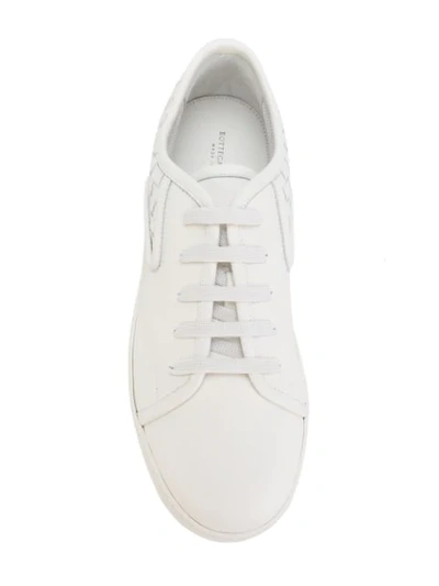 Shop Bottega Veneta Bianco Intrecciato Nappa Dodger Sneaker In White
