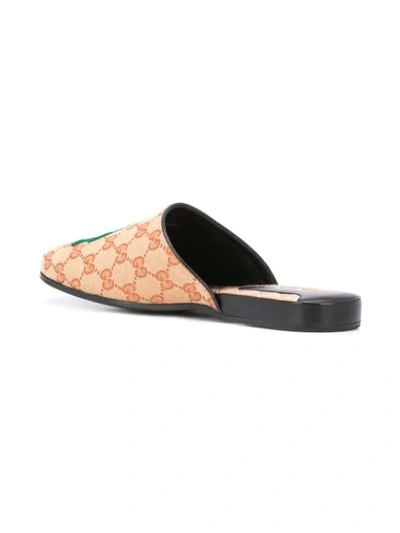Shop Gucci Original Gg Slipper With La Angels™ Patch In Brown