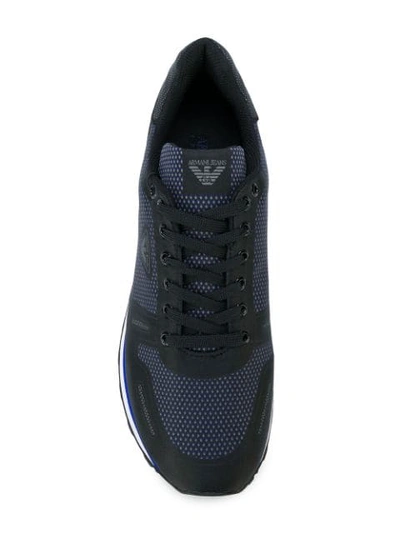 Shop Armani Jeans Low Top Lace-up Sneakers - Black