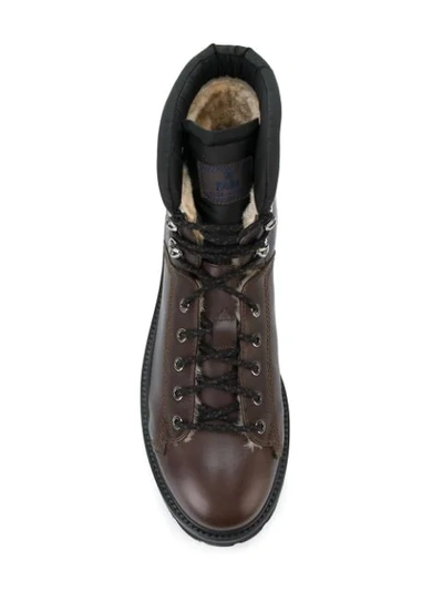 Shop Fabi Lace-up Boots In Brown