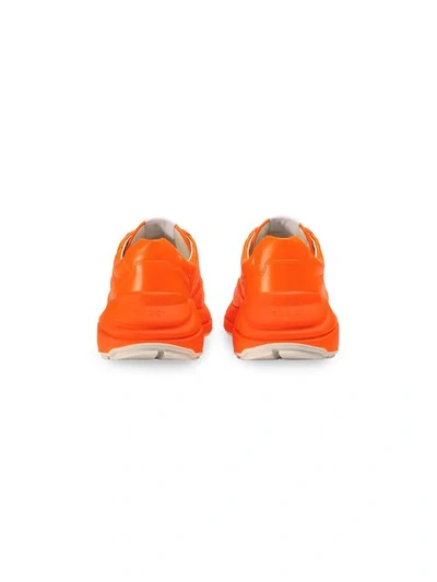 Shop Gucci Rhyton Fluorescent Leather Sneaker In Orange