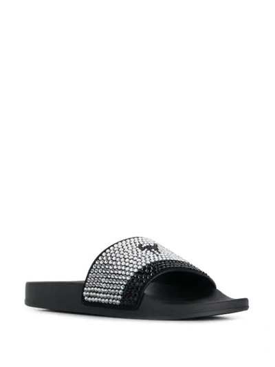 Shop Giuseppe Zanotti Crystal Embellished Slides In Black