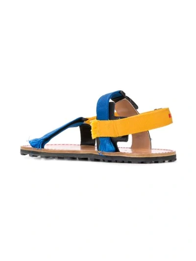 Shop Marni Frayed Slingback Sandals In Blue