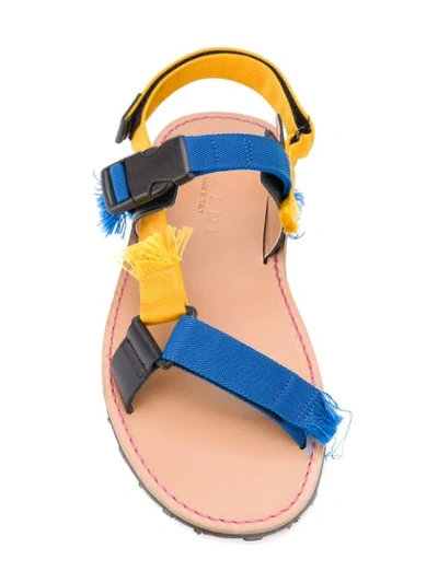 Shop Marni Frayed Slingback Sandals In Blue