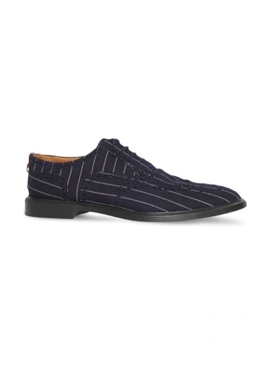 Shop Burberry Pinstriped Wool Brogues In Blue