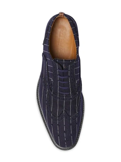 Shop Burberry Pinstriped Wool Brogues In Blue