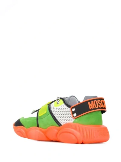 Shop Moschino Fluo Teddy Sneakers In Orange