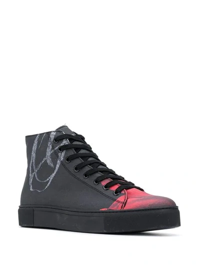 Shop Yohji Yamamoto Printed Hi-top Sneakers In Black