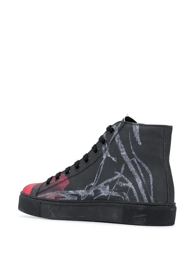 Shop Yohji Yamamoto Printed Hi-top Sneakers In Black