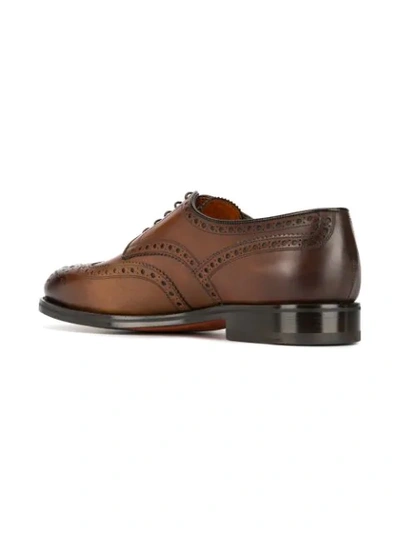 Shop Santoni Lace-up Brogues In Brown