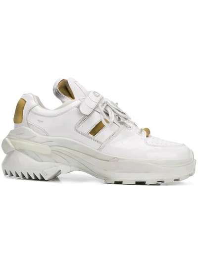 Shop Maison Margiela Ridged Sole Sneakers In T1003 White/ White Linin