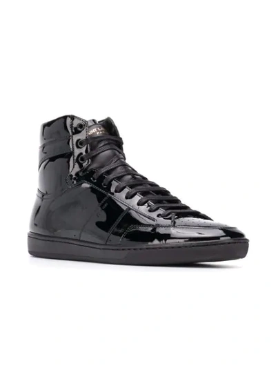 Shop Saint Laurent Varnish Hi-top Trainers In Black