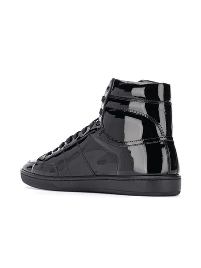 Shop Saint Laurent Varnish Hi-top Trainers In Black