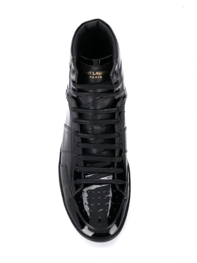 Shop Saint Laurent Varnish Hi-top Trainers In Black