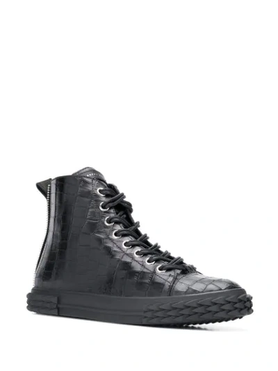 Shop Giuseppe Zanotti Crocodile Effect Hi-top Sneakers In Black