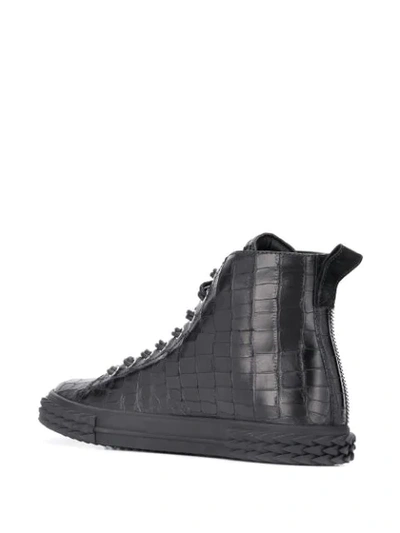 Shop Giuseppe Zanotti Crocodile Effect Hi-top Sneakers In Black