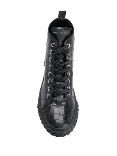 Shop Giuseppe Zanotti Crocodile Effect Hi-top Sneakers In Black