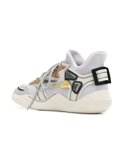 Shop Lanvin Mid-top Diving Sneakers In White