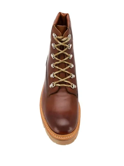 GRENSON LACE UP BOOTS - 棕色