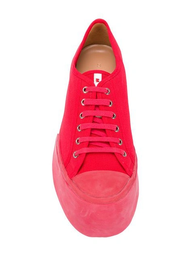 Shop Marni Wedge Toe Sneakers In 00r66 Red