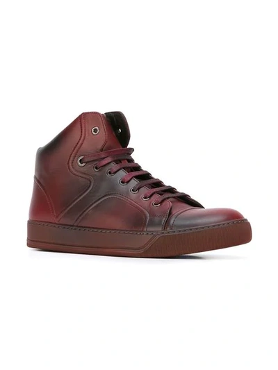 Shop Lanvin Hi-top Spray Paint Sneakers In Red