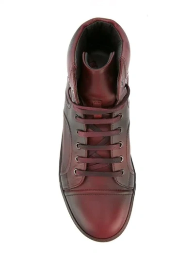 Shop Lanvin Hi-top Spray Paint Sneakers In Red