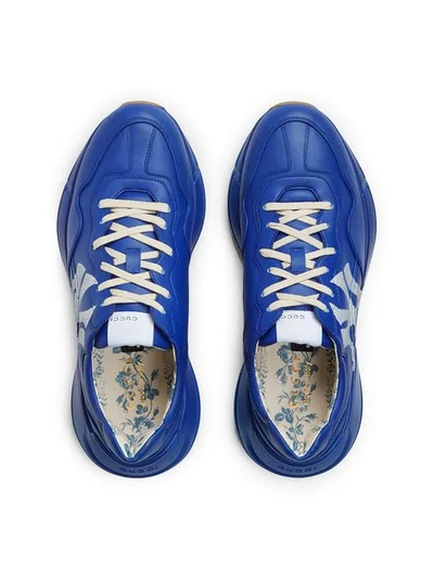 Shop Gucci Men's Rhyton Sneaker With Ny Yankees™ Print In Blue