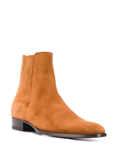 Shop Saint Laurent Wyatt Chelsea Boots In Brown