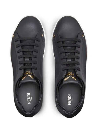 Shop Fendi Bag Bugs Eyes-appliqué Sneakers In Black