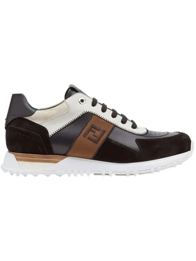 Fendi Men's Embroidered Colorblock Sneakers In Black | ModeSens