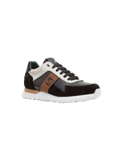 Shop Fendi Ff Logo Lace-up Sneakers In Multicolour