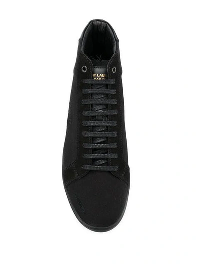 Shop Saint Laurent Court Classic Embroidered Sneakers In Black