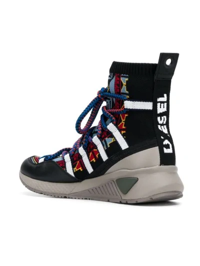 Shop Diesel Hi-top Sock Sneaker Boots - Black