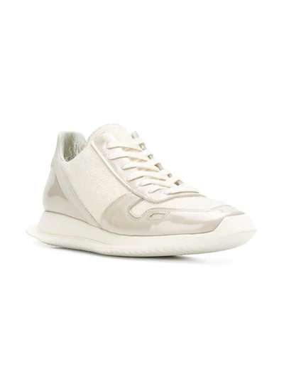 Shop Rick Owens Lace-up Runner Sneakers In White