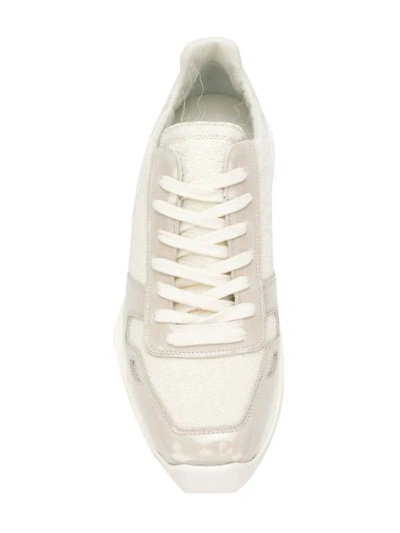 Shop Rick Owens Lace-up Runner Sneakers In White