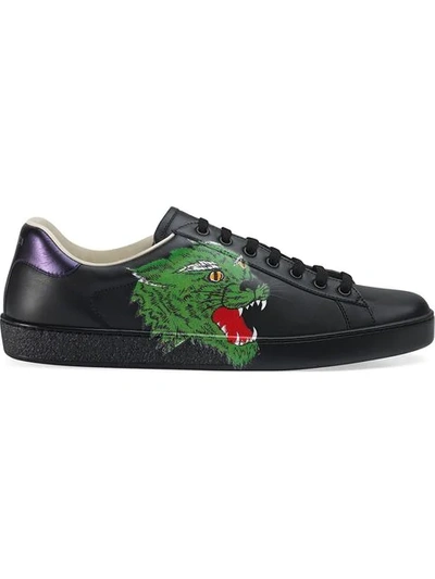 Shop Gucci Ace Sneaker With Panther In Black