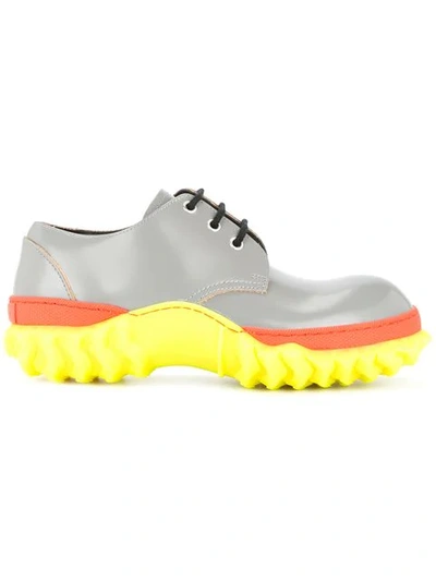 Shop Marni Ridged Sole Shoes In Grey