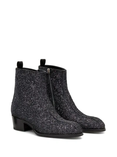 Shop Giuseppe Zanotti New York Glitter Ankle Boots In Black