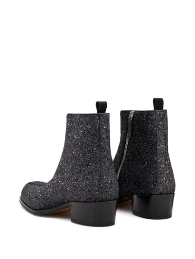 Shop Giuseppe Zanotti New York Glitter Ankle Boots In Black