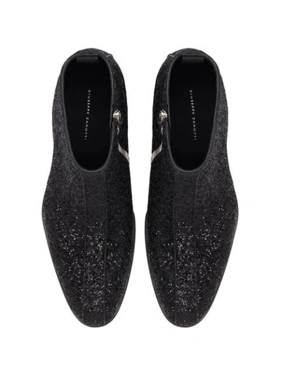 Shop Giuseppe Zanotti New York Glitter Ankle Boots In Black