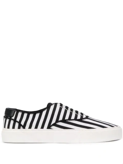 Shop Saint Laurent Venice Striped Low-top Sneakers In Black